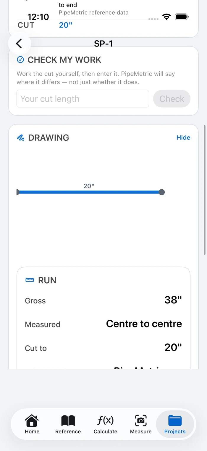 The spool drawing is a review aid. Keep the cut list and its assumptions with the handoff.